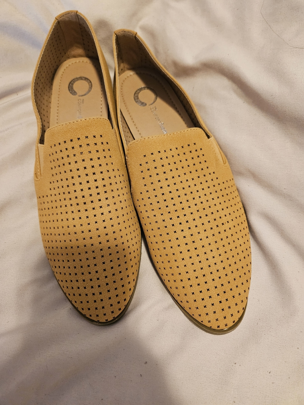 Journee Collection Women's Perforated Slip-On Flats in Light Brown